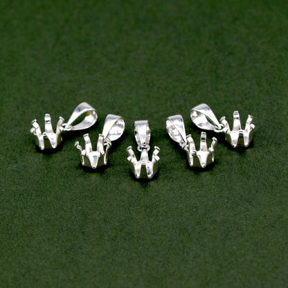 Sterling Silver Round 6 Claw Pendant 7mm in Diameter for Jewellery Making Pack of 5