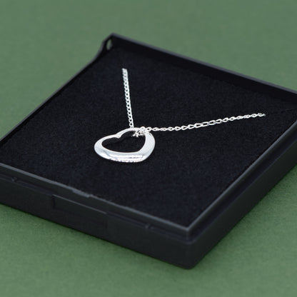 Sterling Silver Floating Heart Necklace in Gift Box