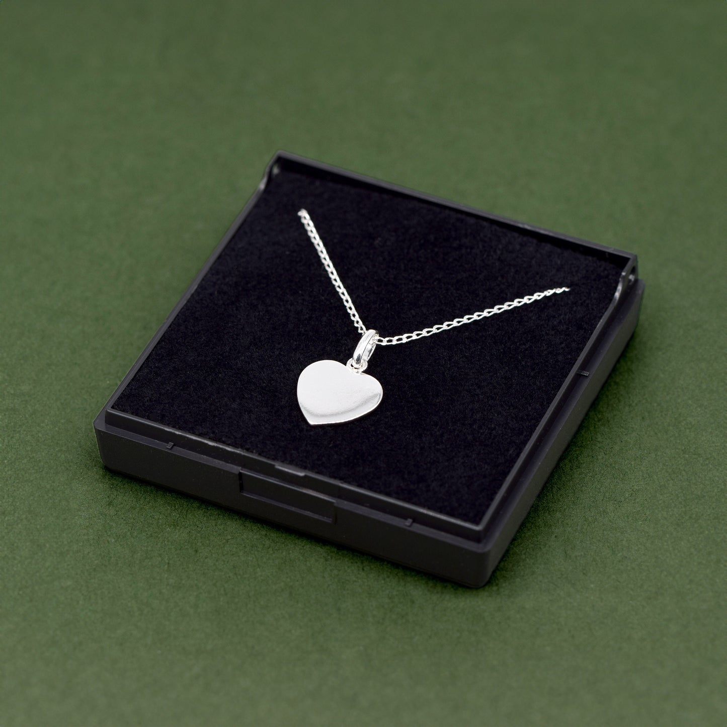 Sterling Silver Flat Heart Pendant Necklace in Gift Box