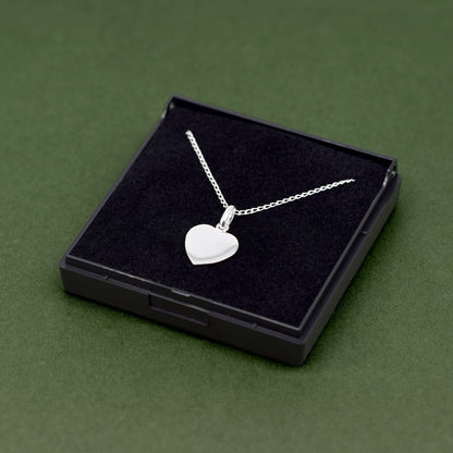 Sterling Silver Flat Heart Pendant Necklace in Gift Box