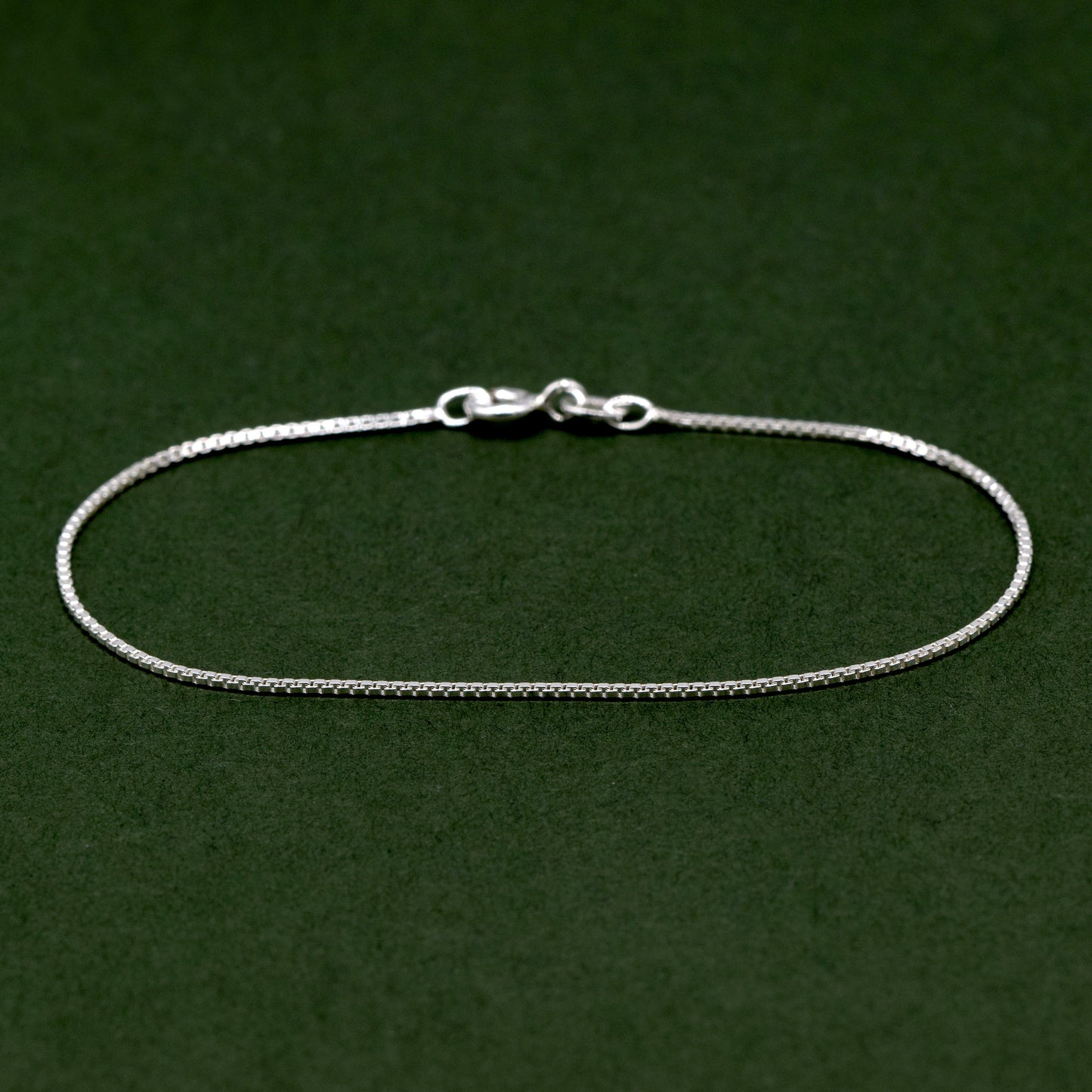 Sterling Silver 0.9mm Box Chain Anklet