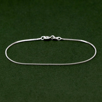 Sterling Silver 0.9mm Box Chain Anklet
