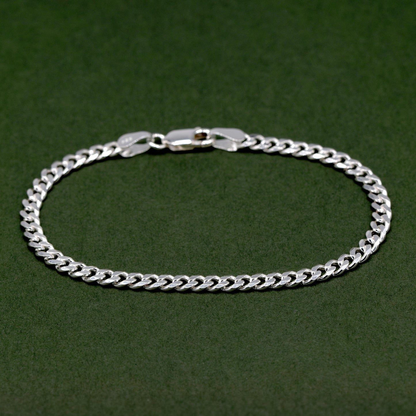 Sterling Silver 3mm Flat Curb Bracelet