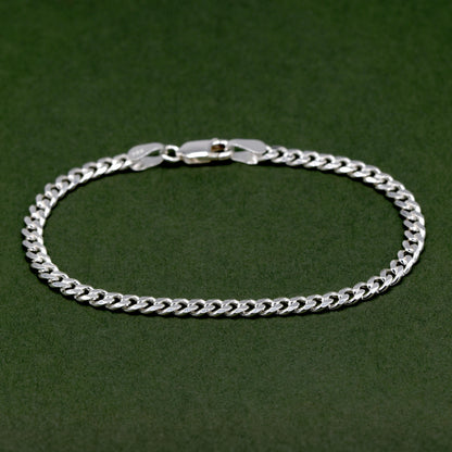 Sterling Silver 3mm Flat Curb Bracelet