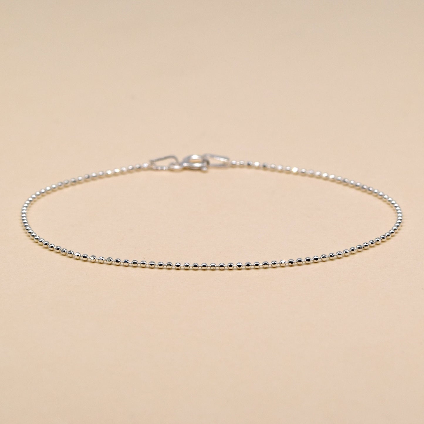 Sterling Silver Diamond Cut 1.2mm Ball Chain Anklet