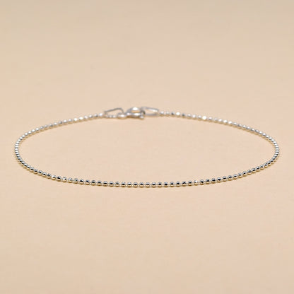 Sterling Silver Diamond Cut 1.2mm Ball Chain Anklet