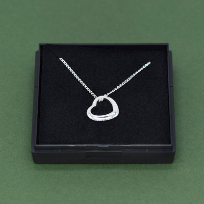 Sterling Silver Floating Heart Necklace in Gift Box