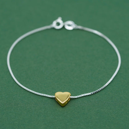 Gold Plated Sterling Silver Letter Charm on Sterling Silver Box Chain Bracelet