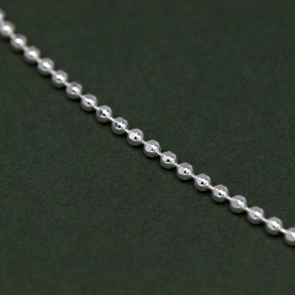 Sterling Silver 2mm Diamond Cut Ball Bead Chain Anklet