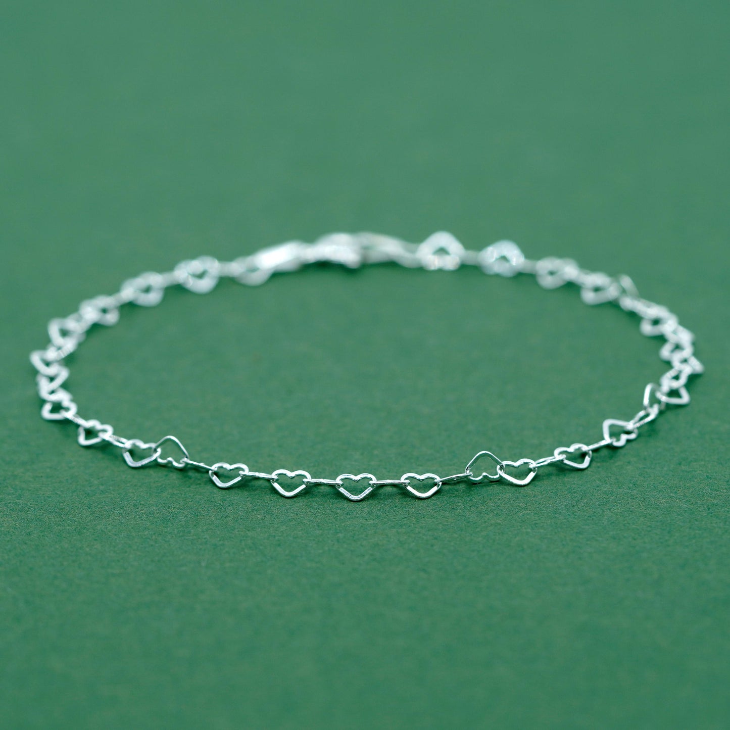 Sterling Silver 3mm Heart Link Bracelet