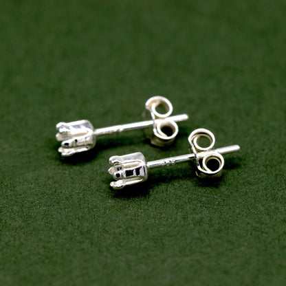 8 Sterling Silver Claw Stud With Stud Scrolls 4, 6mm, Jewellery Making Findings