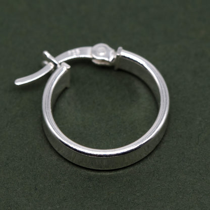 Sterling Silver Creole Style 15mm Flat Hoop Earrings