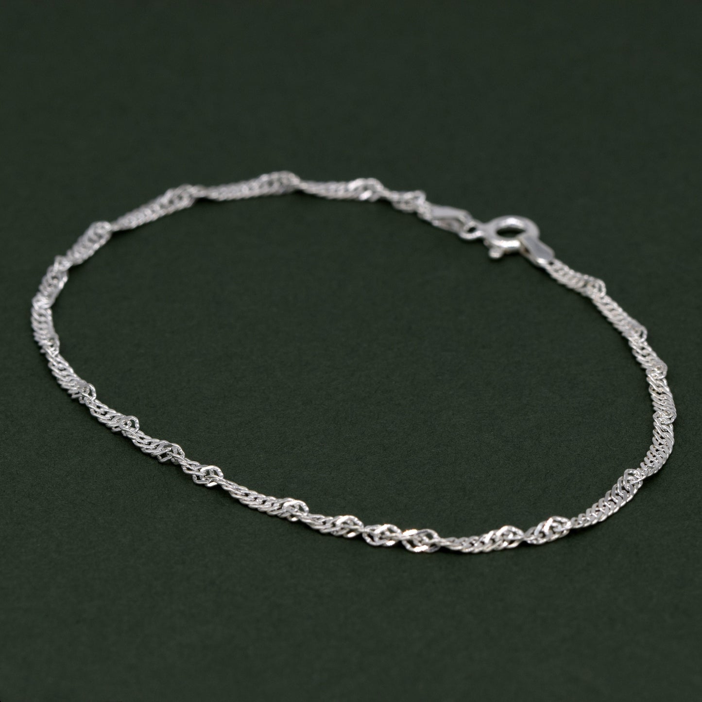 Sterling Silver 2.4mm Singapore Chain Anklet