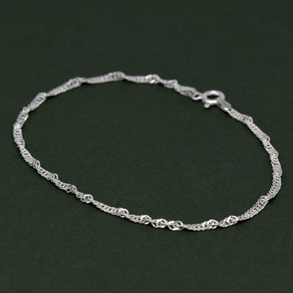 Sterling Silver 2.4mm Singapore Chain Anklet