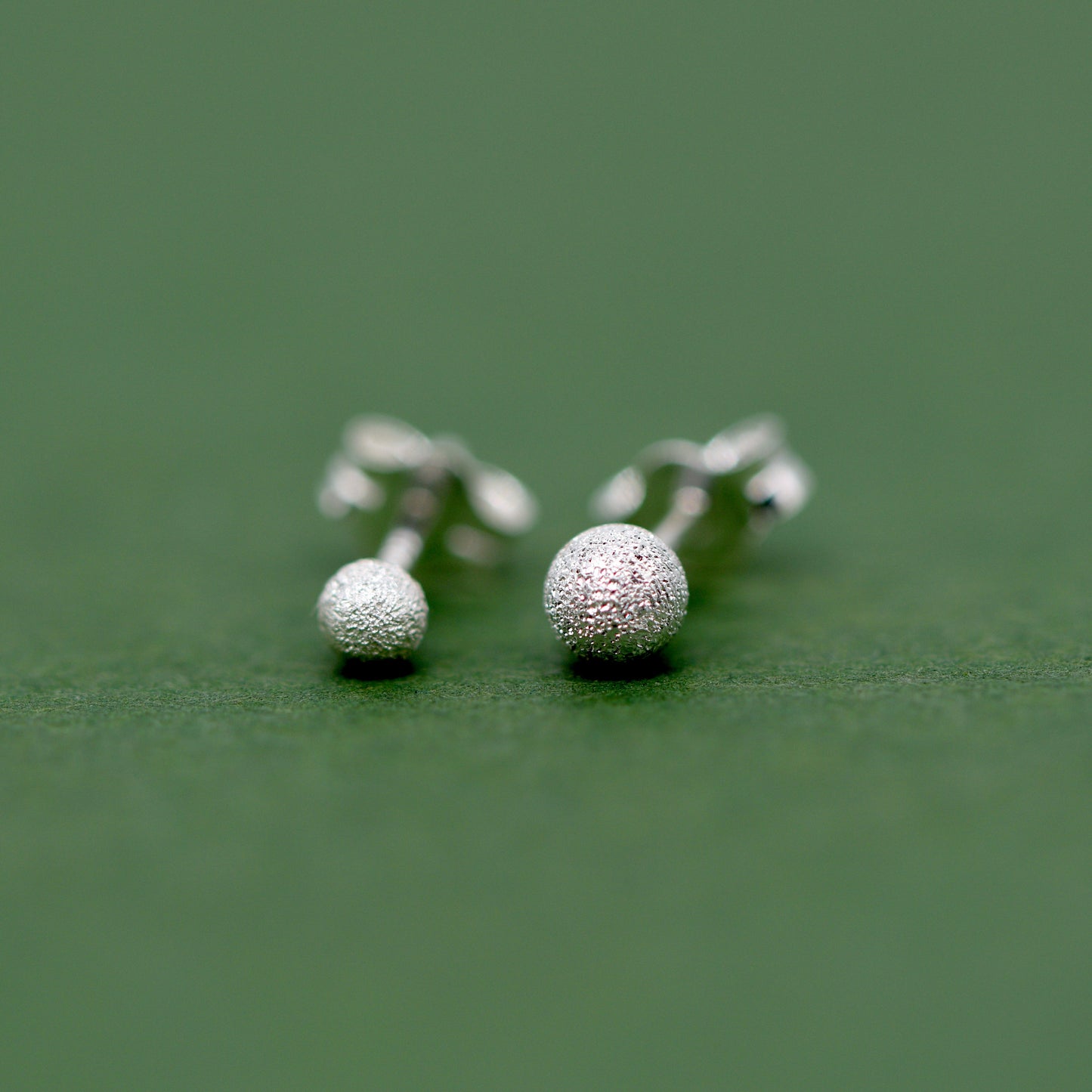 Sterling Silver Frosted Ball Stud Earrings