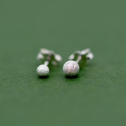 Sterling Silver Frosted Ball Stud Earrings