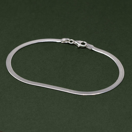 Sterling Silver 3mm Herringbone Bracelet