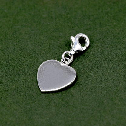 Sterling Silver Heart Charm With Lobster Fitting