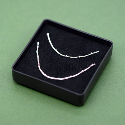 Sterling Silver Satellite Curb Chain Bracelet & Necklace Set