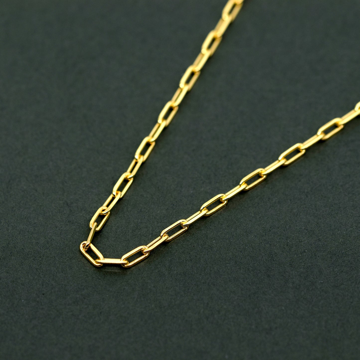 Gold Plated Sterling Silver 2.7mm Paperclip Chain Necklace