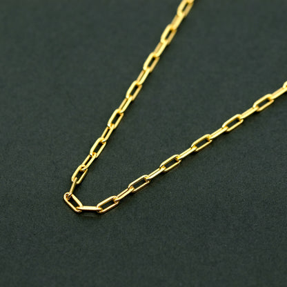 Gold Plated Sterling Silver 2.7mm Paperclip Chain Necklace