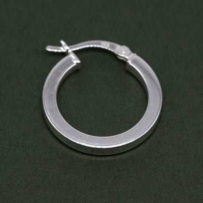 Sterling Silver 20mm Creole Style Square Tube Hoop Earrings