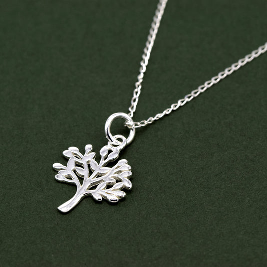 Sterling Silver Tree of Life Pendant Curb Chain Necklace