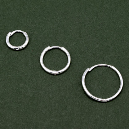 Sterling Silver 10, 14, 18mm Round Ear Huggie Hoop Earrings