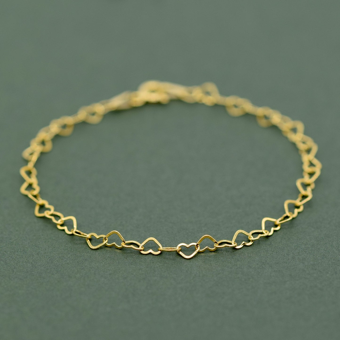 Gold Plated Sterling Silver 3mm Heart Chain Bracelet