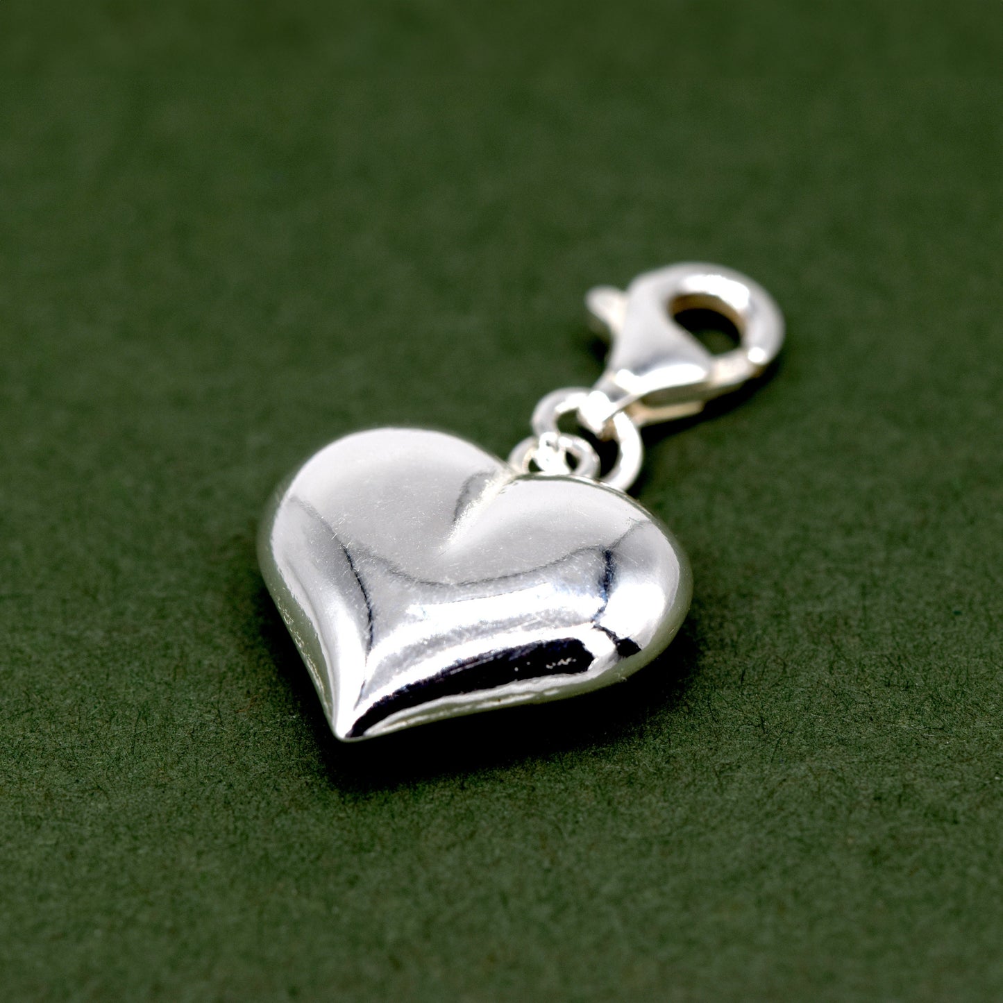 Sterling Silver Puffed Heart Charm with Lobster Clasp