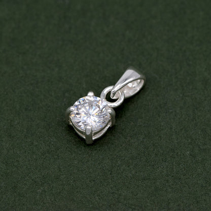 Sterling Silver 5mm Cubic Zirconia Pendant