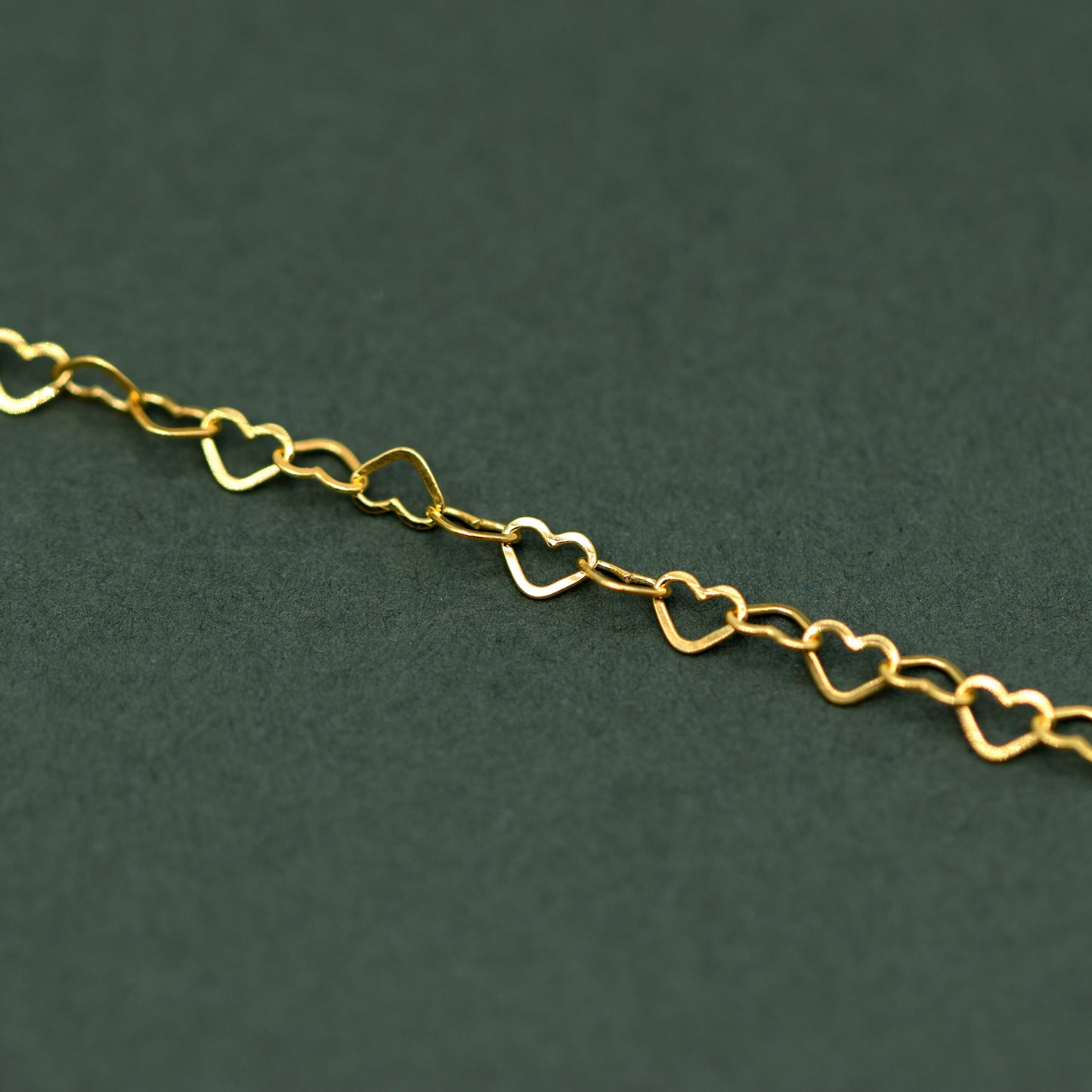 Gold Plated Sterling Silver 3mm Heart Chain Bracelet