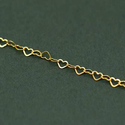 Gold Plated Sterling Silver 3mm Heart Chain Bracelet