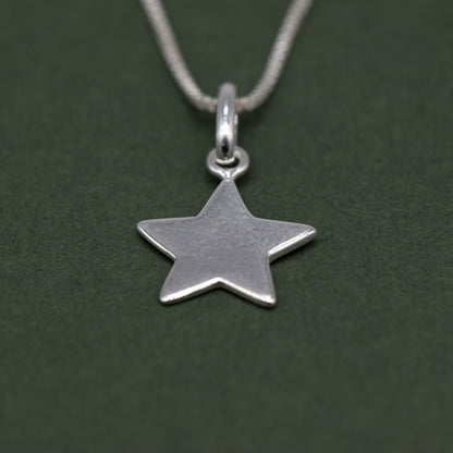 Sterling Silver Star Pendant Necklace on Box Chain