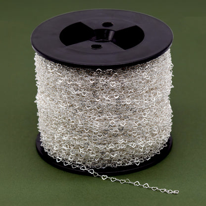 Genuine 925 Sterling Silver 3 x 4mm Link Heart Chain Uncut Lengths 1m+