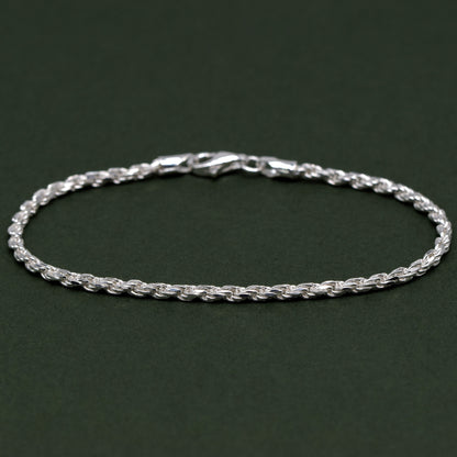 Sterling Silver 2.3mm Rope Chain Anklet