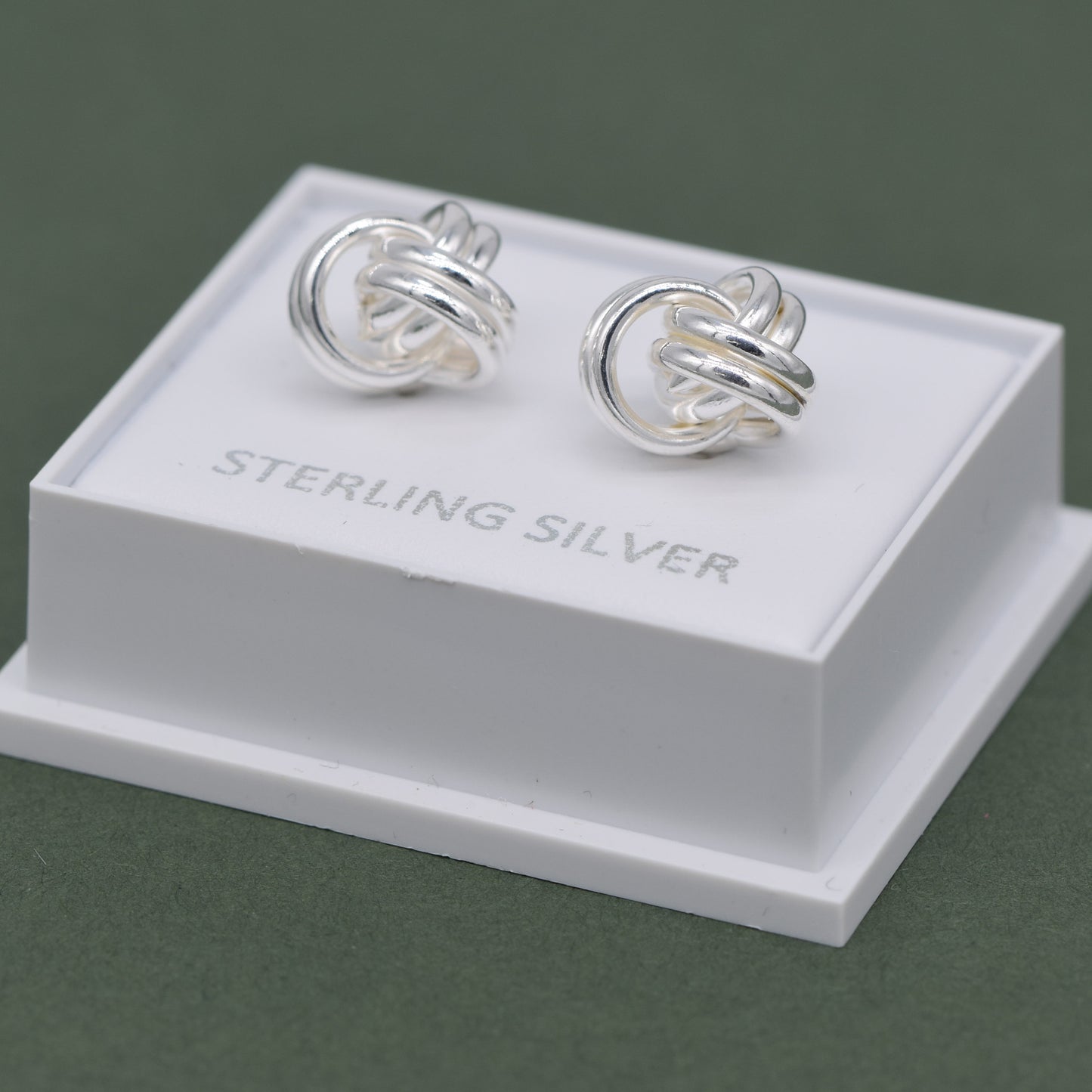 Sterling Silver Knot Studs Earrings In Gift Box