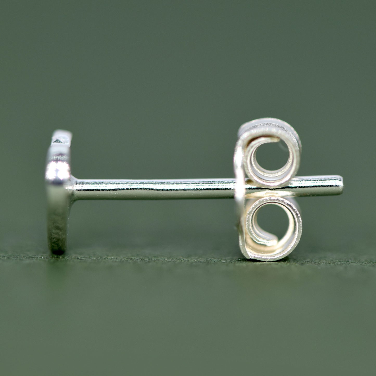 Sterling Silver Flat Heart Stud Earrings