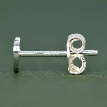 Sterling Silver Flat Heart Stud Earrings