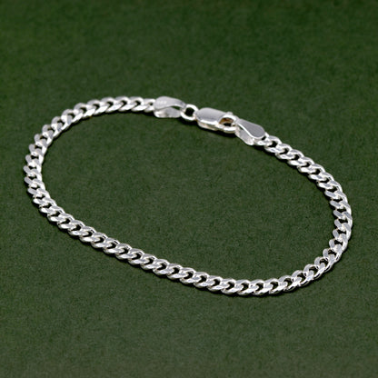 Sterling Silver 3mm Flat Curb Bracelet