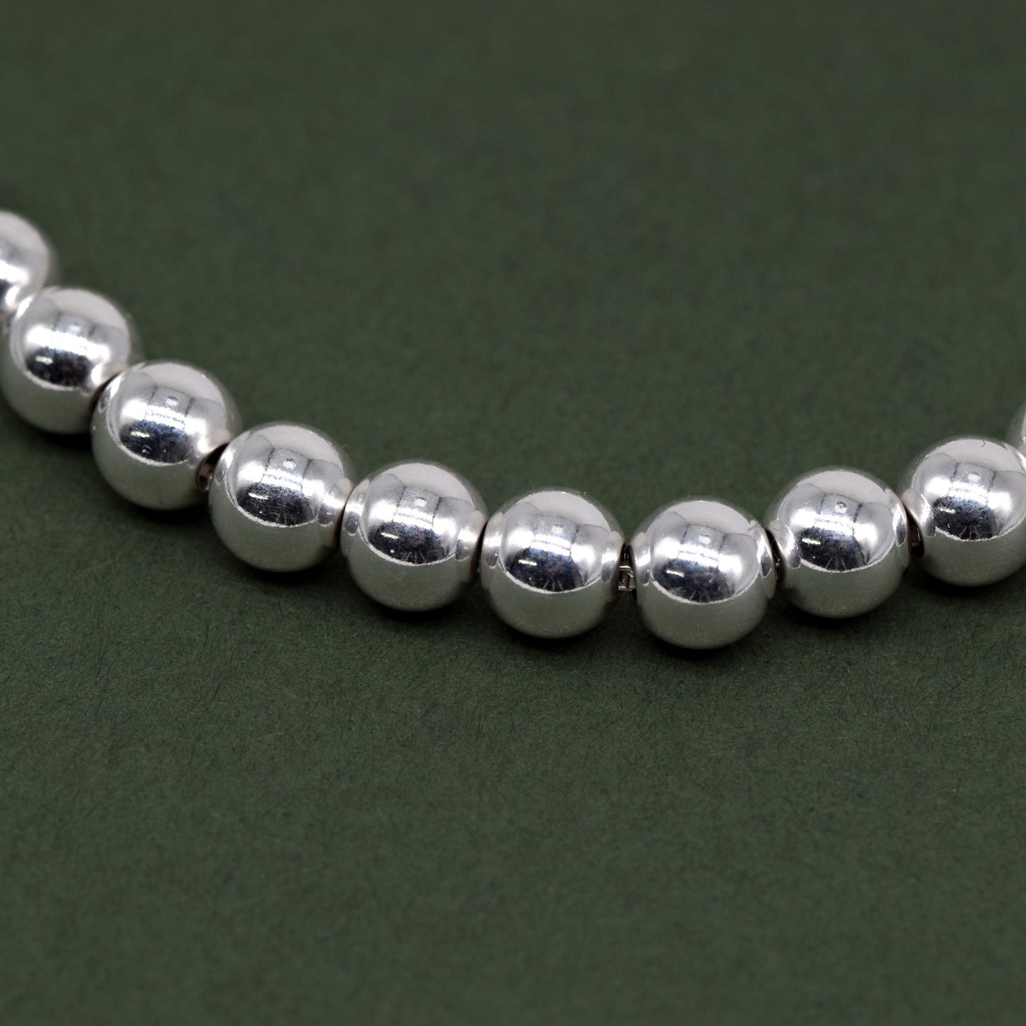 Sterling Silver Adjustable 6mm Beaded Slider Bracelet