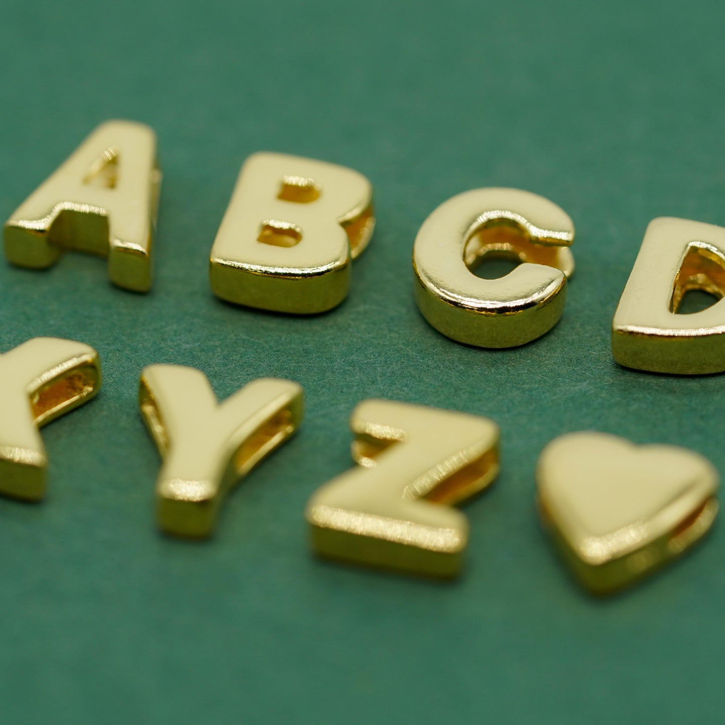 Gold Plated Sterling Silver Letter Threader Charm A-Z & Heart