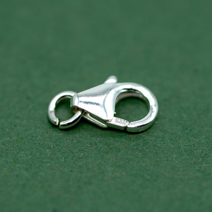 Sterling Silver 8mm Claw Carabiner Trigger Clasp with Split Ring, Pack of 5, 10 and 50