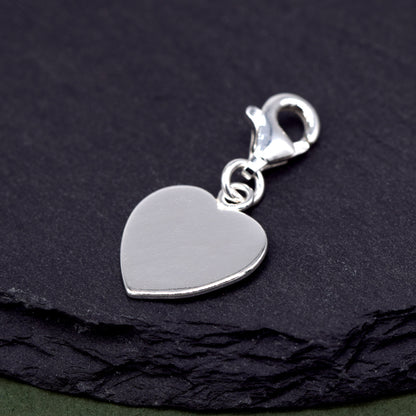 Sterling Silver Heart Charm With Lobster Fitting