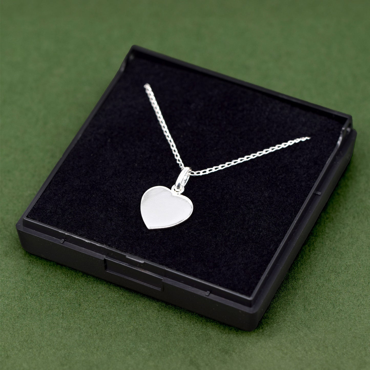 Sterling Silver Flat Heart Pendant Necklace in Gift Box