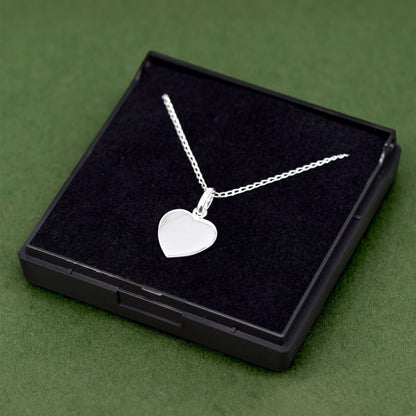 Sterling Silver Flat Heart Pendant Necklace in Gift Box