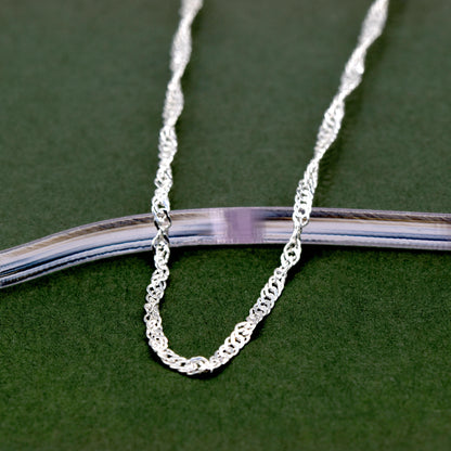 Sterling Silver 1.8mm Twisted Curb Singapore Chain Necklace