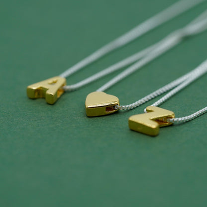 Gold Plated Sterling Silver Letter on 20" - 24" Sterling Silver Box Chain