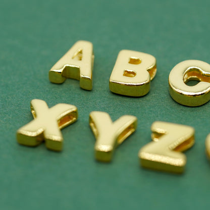 Gold Plated Sterling Silver Letter Threader Charm A-Z & Heart