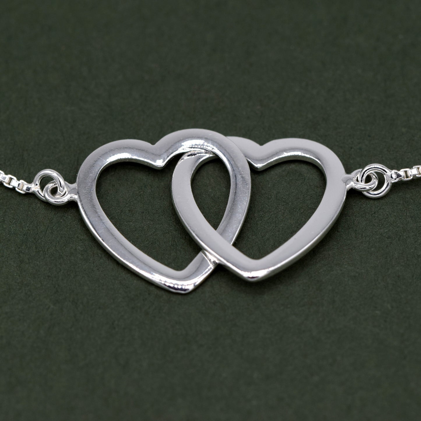 Sterling Silver Twin Hearts Adjustable Slider Bracelet